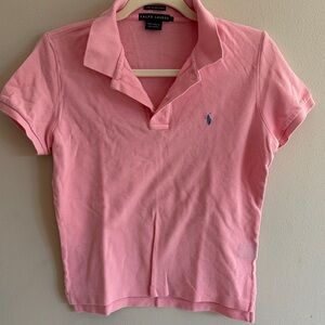 Ralph Lauren The Skinny Polo Light Pink Polo with Blue Pony Size L